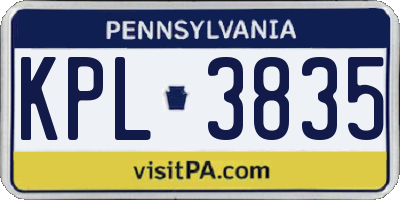 PA license plate KPL3835