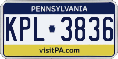 PA license plate KPL3836