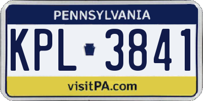 PA license plate KPL3841