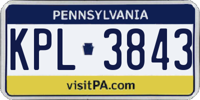 PA license plate KPL3843