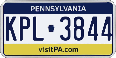 PA license plate KPL3844