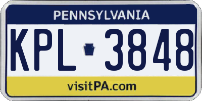 PA license plate KPL3848