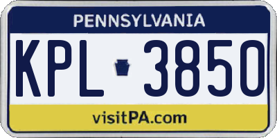 PA license plate KPL3850