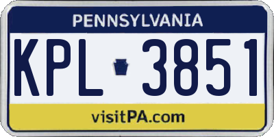 PA license plate KPL3851