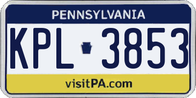 PA license plate KPL3853