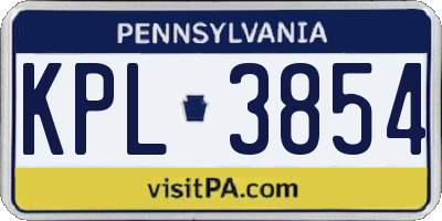 PA license plate KPL3854