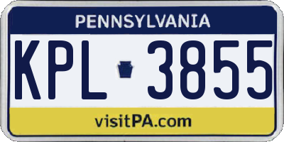 PA license plate KPL3855