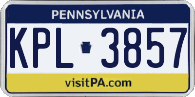PA license plate KPL3857