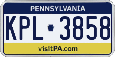 PA license plate KPL3858