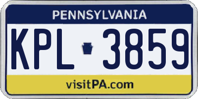 PA license plate KPL3859