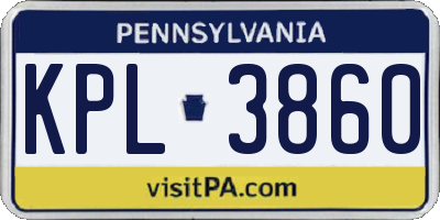 PA license plate KPL3860