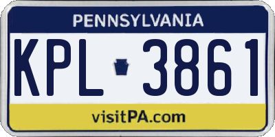 PA license plate KPL3861