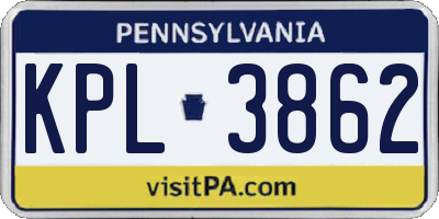 PA license plate KPL3862