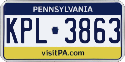 PA license plate KPL3863