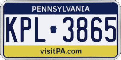 PA license plate KPL3865