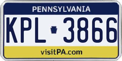 PA license plate KPL3866