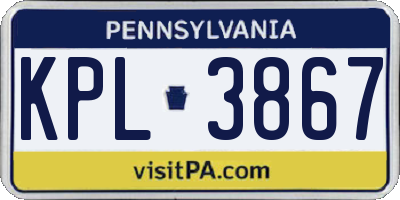 PA license plate KPL3867