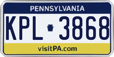 PA license plate KPL3868