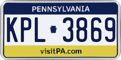 PA license plate KPL3869