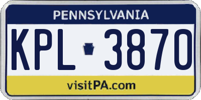 PA license plate KPL3870