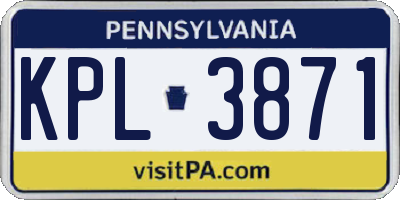 PA license plate KPL3871