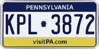 PA license plate KPL3872