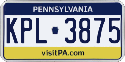 PA license plate KPL3875