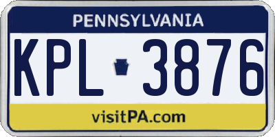 PA license plate KPL3876