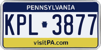 PA license plate KPL3877
