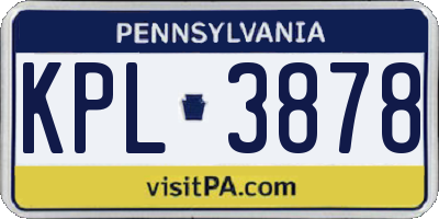 PA license plate KPL3878
