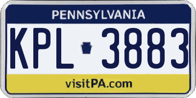 PA license plate KPL3883