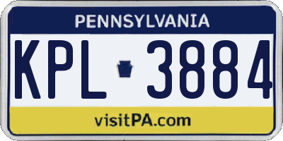 PA license plate KPL3884