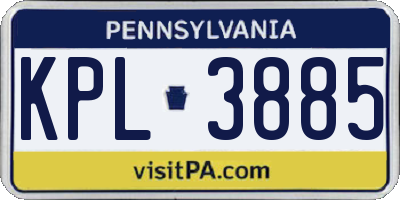 PA license plate KPL3885
