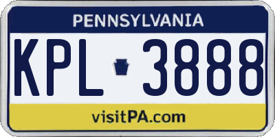 PA license plate KPL3888