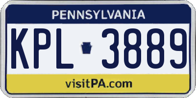 PA license plate KPL3889