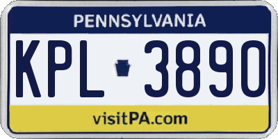 PA license plate KPL3890