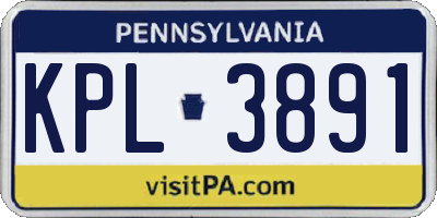 PA license plate KPL3891