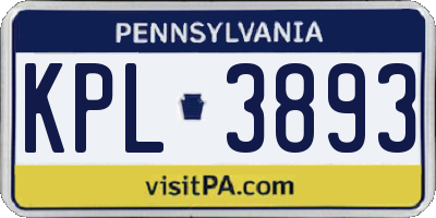 PA license plate KPL3893