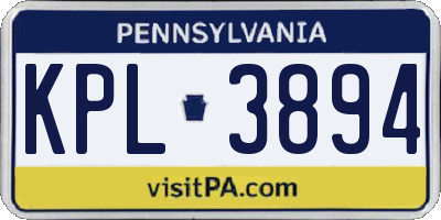 PA license plate KPL3894