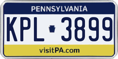 PA license plate KPL3899