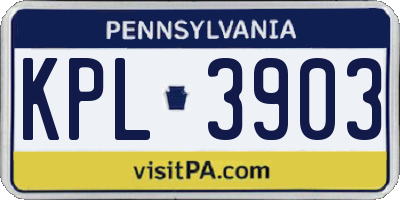 PA license plate KPL3903