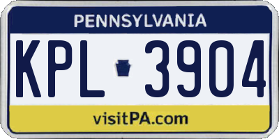 PA license plate KPL3904