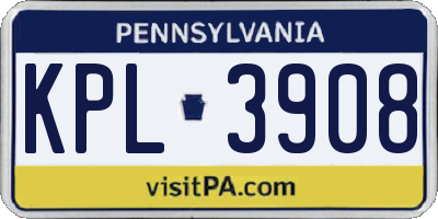 PA license plate KPL3908