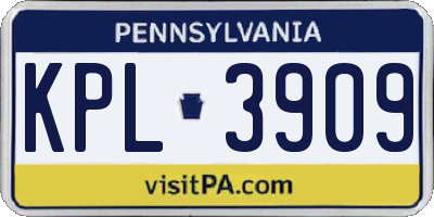 PA license plate KPL3909