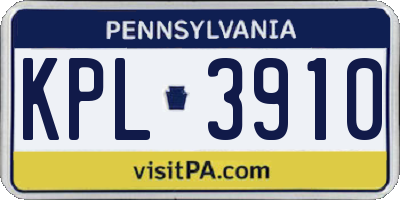 PA license plate KPL3910