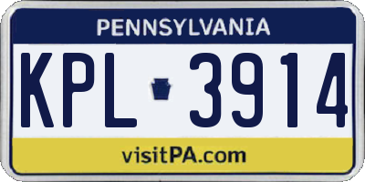 PA license plate KPL3914