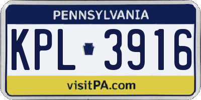 PA license plate KPL3916