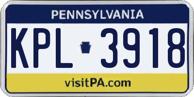 PA license plate KPL3918