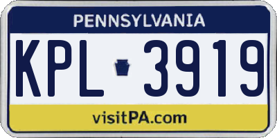 PA license plate KPL3919