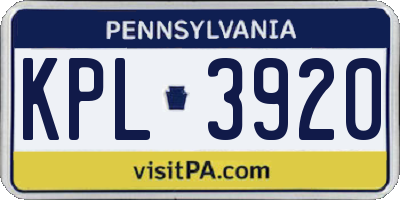 PA license plate KPL3920